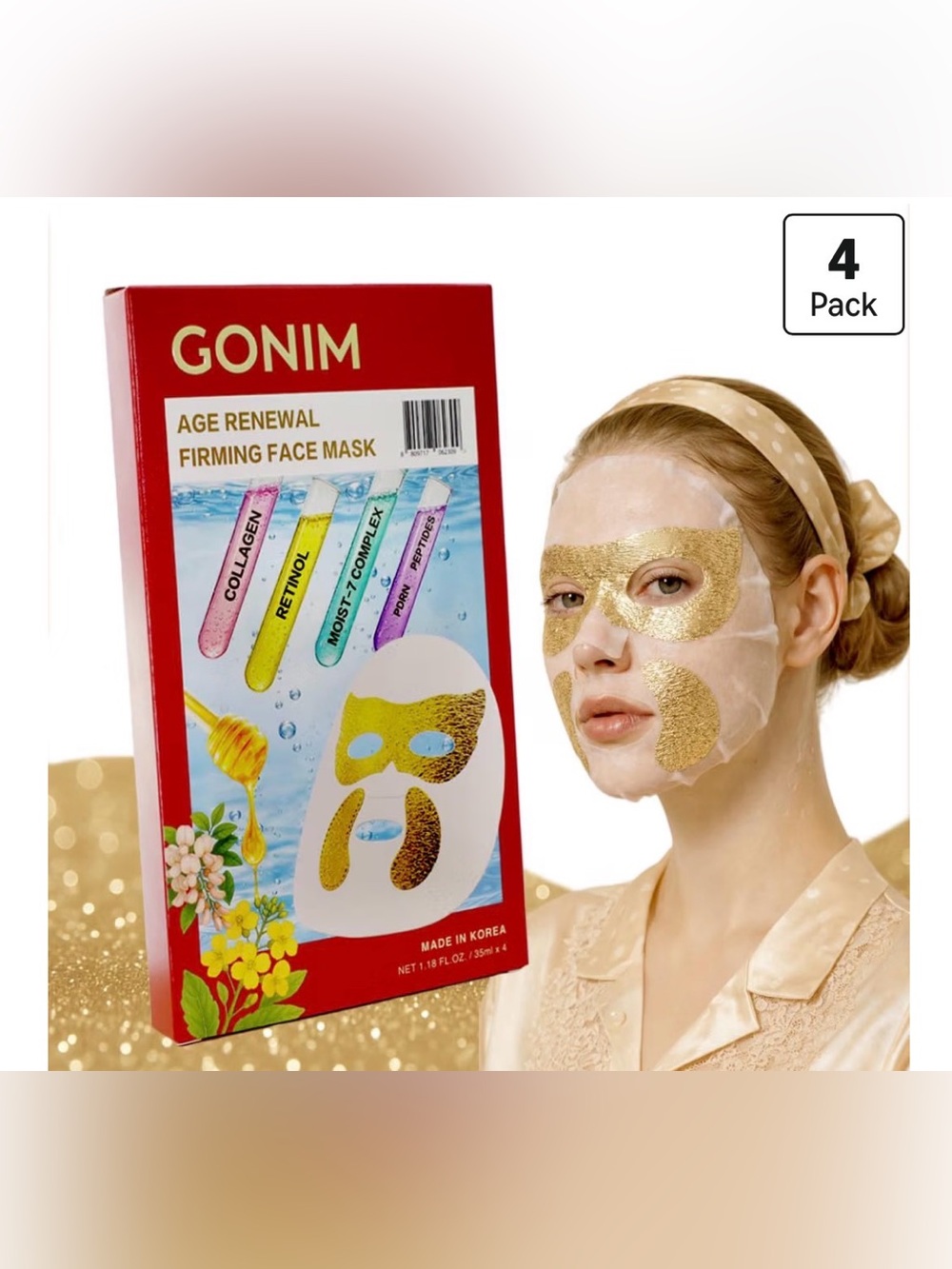 Korean Collagen Face Mask with PDRN, Anti Aging Firming Facial Mask